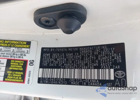 2018 Toyota Corolla Le from USA, damaged, VIN 2T1BURHE3JC988786